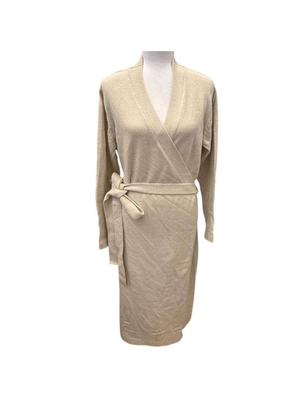 Banana Republic XL Wrap Midi Sweater Dress Transition Cream NWT - Picture 2 of 7